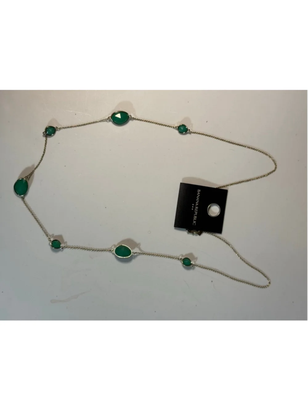 Women's Banana Republic Gold & Green Stone Station Necklace One Size